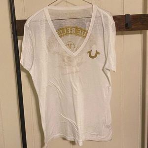 Large, True Religion, white or black or green tan colors, T-shirts